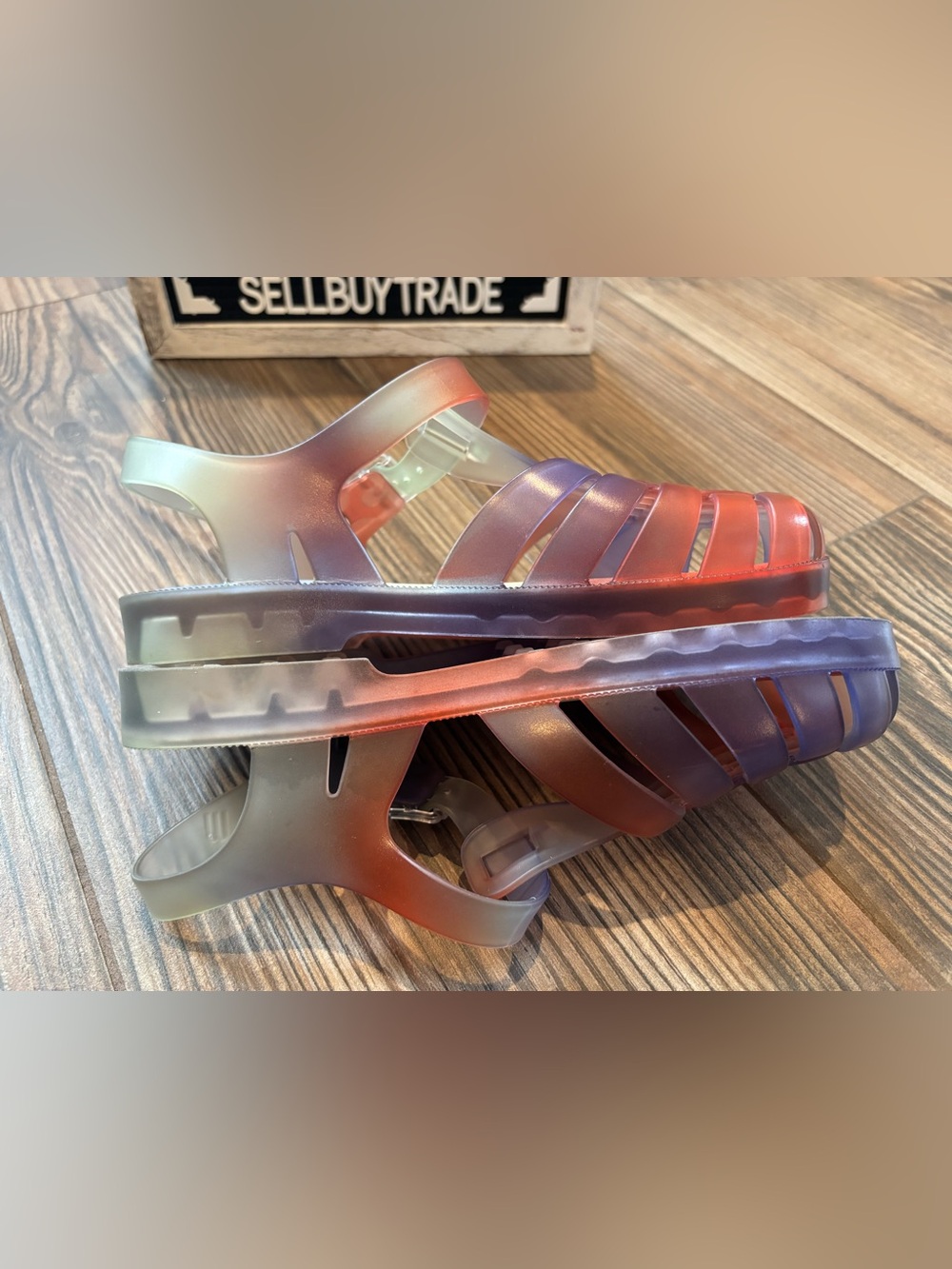 Melissa Possession Degradee jelly Fisherman Sandals in red purple ombré rainbow - Picture 6 of 12